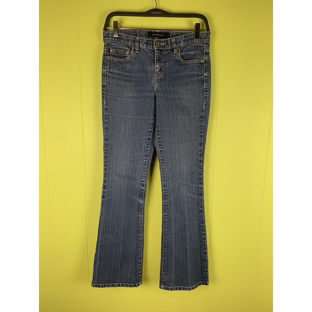 Calvin Klein Jeans Womens Size 4 Stretch Flare Leg Slim Fit Dark Blue Rinse EUC
